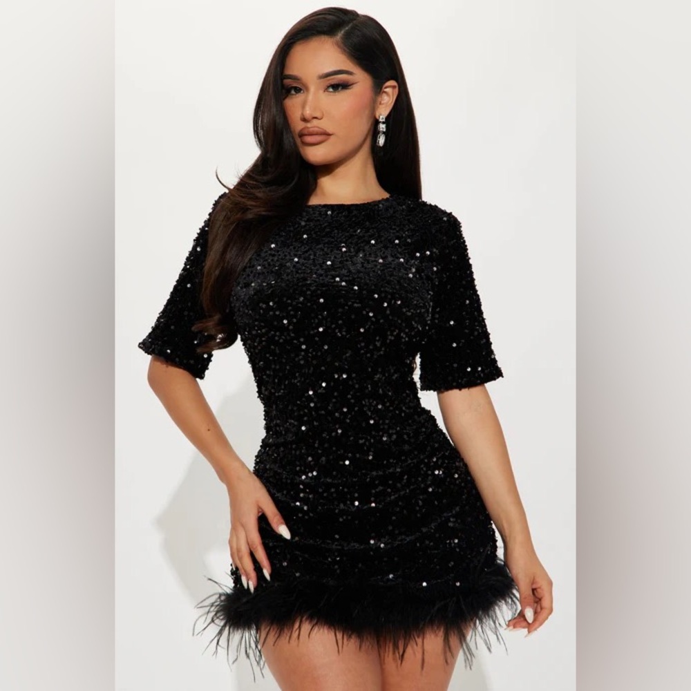 Fashion Nova Black Sequin Dress